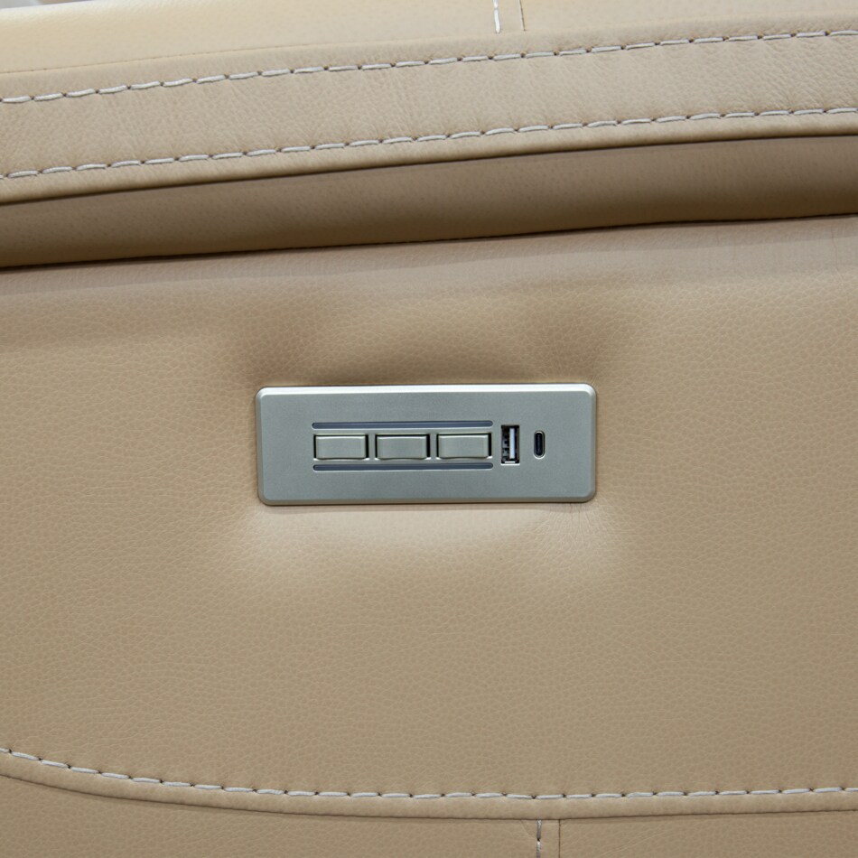 echo sorrento sand power leather reclining sofa   