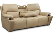 echo sorrento sand power leather reclining sofa   