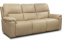 echo sorrento sand power leather reclining sofa   