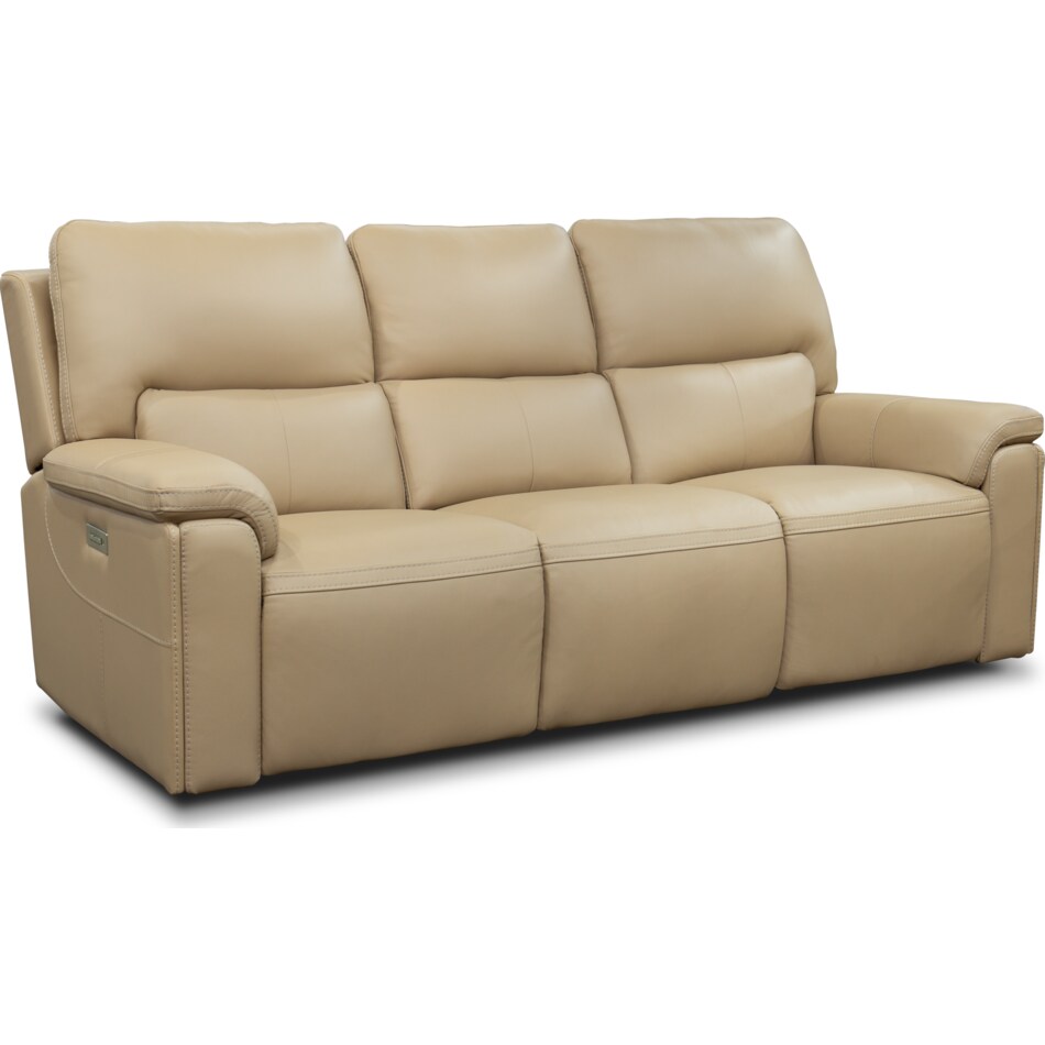 echo sorrento sand power leather reclining sofa   