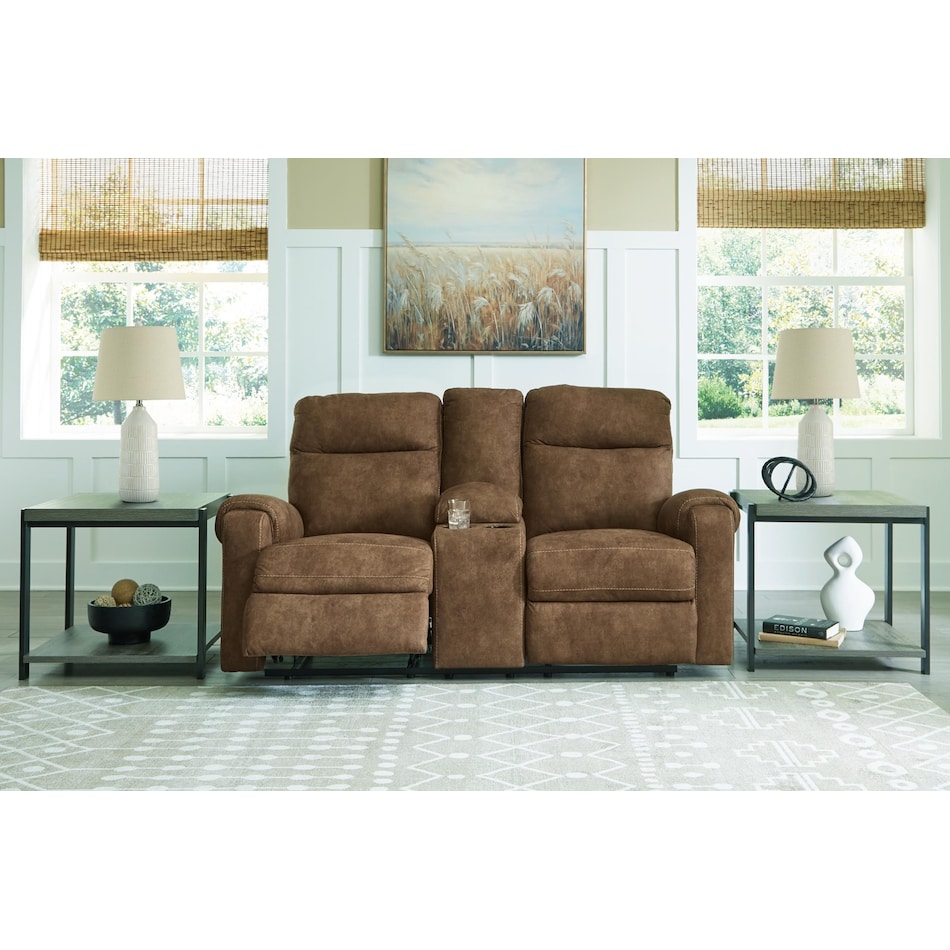 edenwold brindle reclining console loveseat   