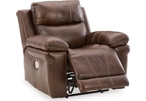 edmar chocolate power leather recliner   