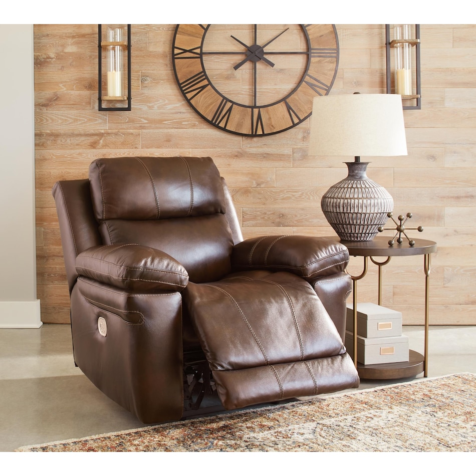 edmar chocolate power leather recliner   