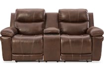 edmar chocolate power leather reclining loveseat   