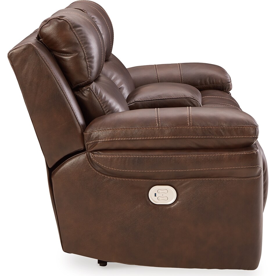 edmar chocolate power leather reclining loveseat   