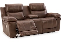 edmar chocolate power leather reclining loveseat   