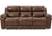 edmar chocolate power leather reclining sofa   