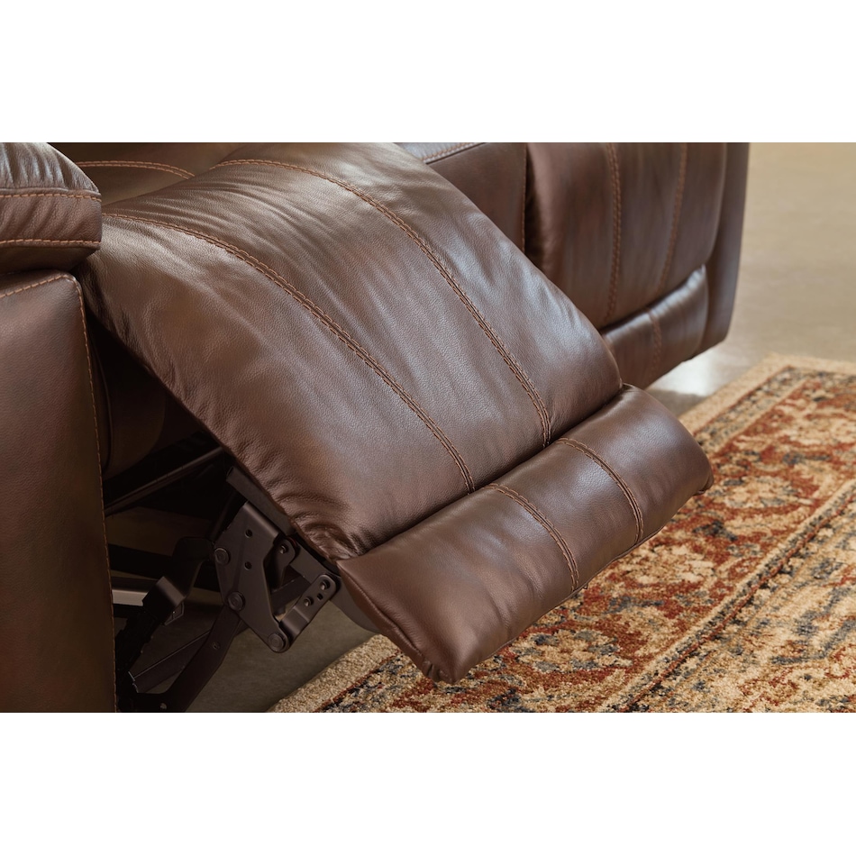 edmar chocolate power leather reclining sofa   