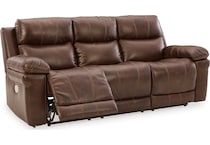 edmar chocolate power leather reclining sofa   