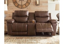 edmar power leather reclining loveseat   