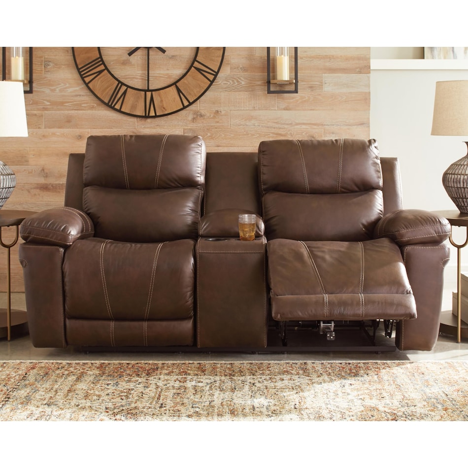 edmar power leather reclining loveseat   