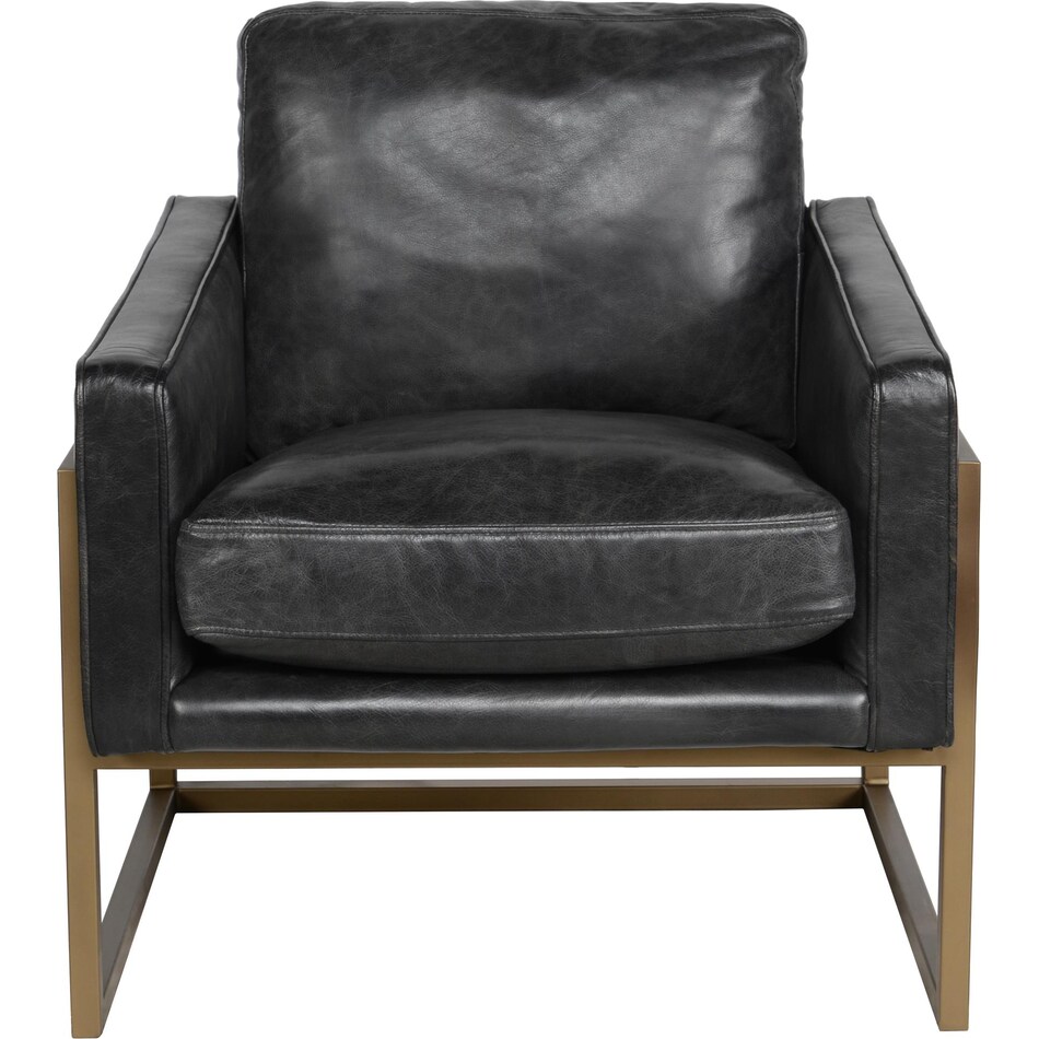element jet black leather accent chair   