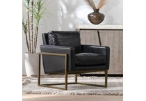 element jet black leather accent chair   