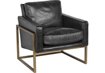 element jet black leather accent chair   