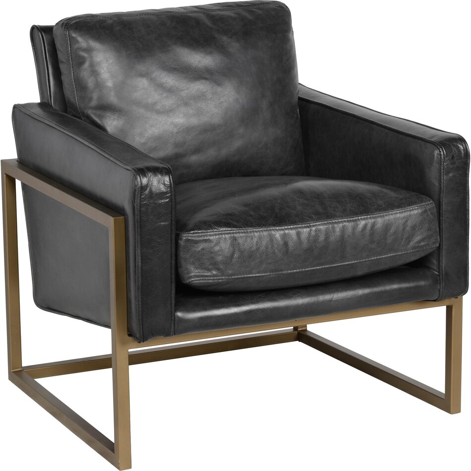 element jet black leather accent chair   
