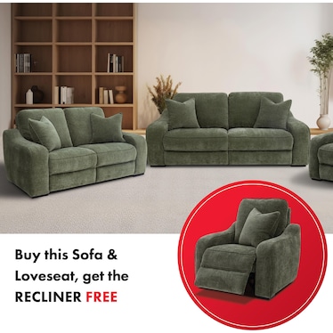 ELENA POWER RECLINING SOFA AND LOVESEAT WITH FREE RECLINER