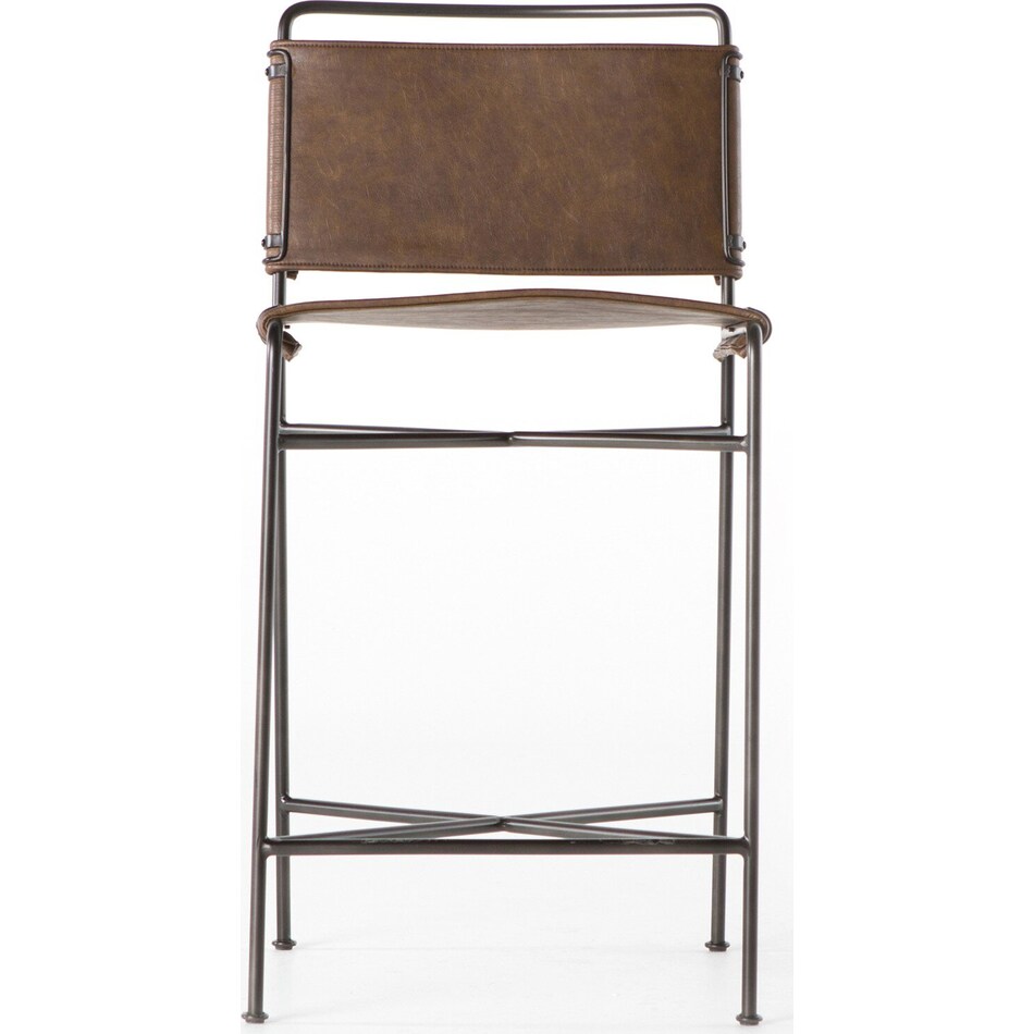 elise distressed brown waxed black counter chair   