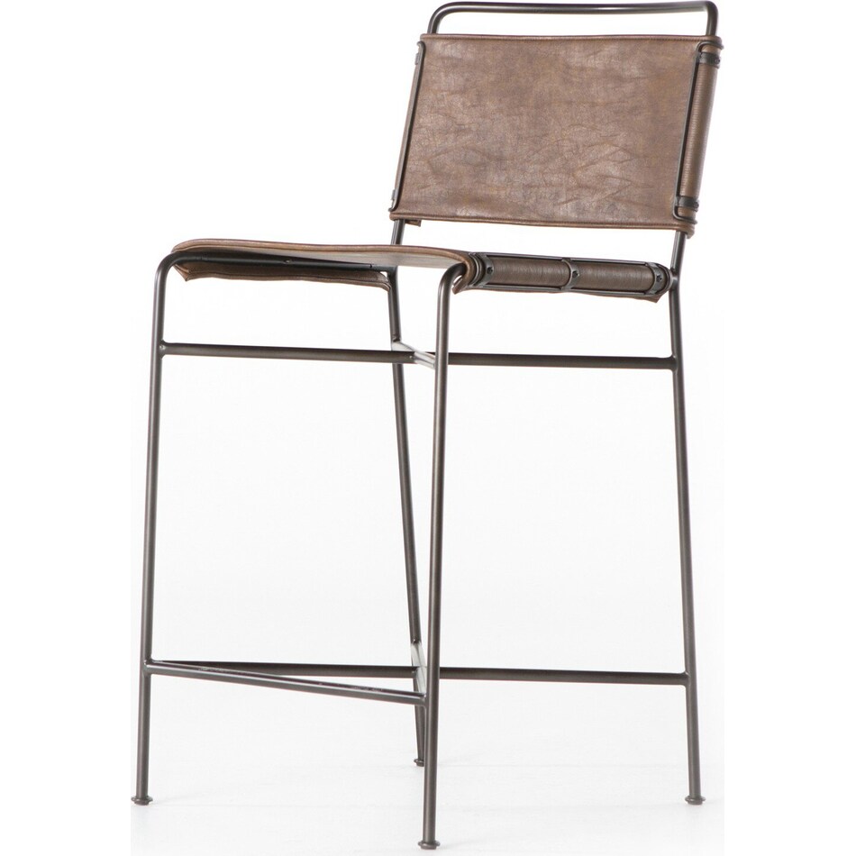elise distressed brown waxed black counter chair   
