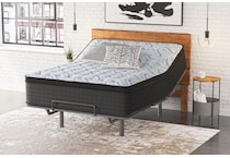 elite springs plush eurotop grey blue mattress queen   