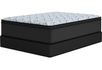 elite springs plush eurotop grey blue mattress queen   