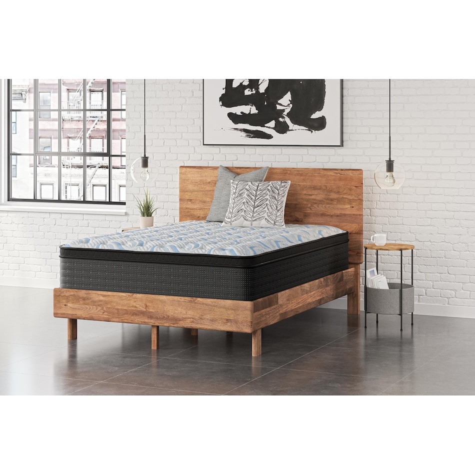 elite springs plush eurotop grey blue mattress queen   