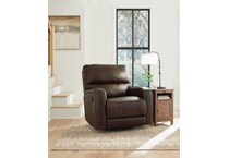 emberla brown leather swivel glider recliner   