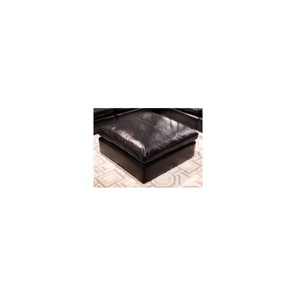 emilia black leather ottoman   