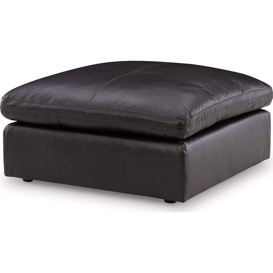 emilia black leather ottoman   