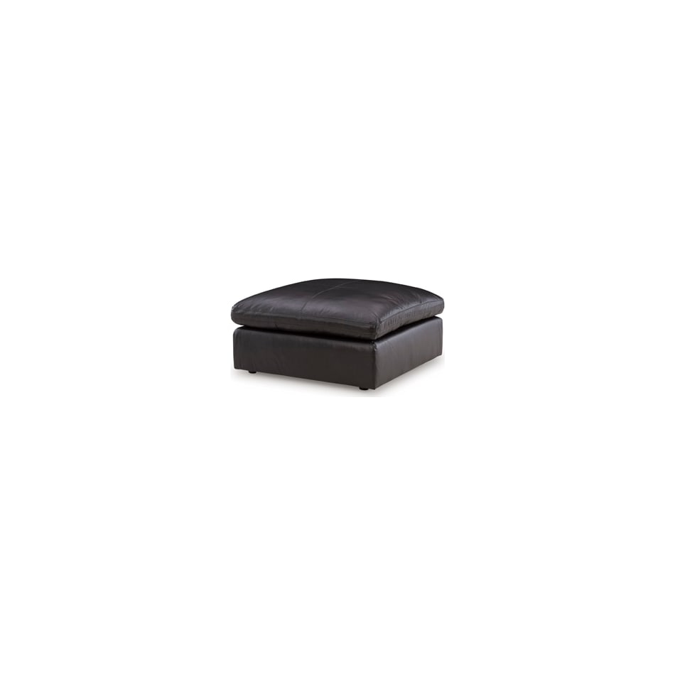 emilia black leather ottoman   
