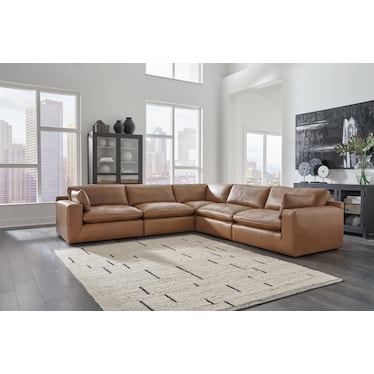 EMILIA 5-PC LEATHER SECTIONAL SOFA