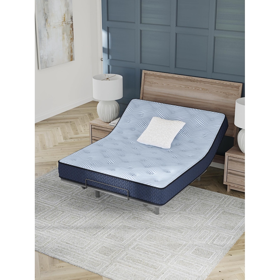 essentials  inch hybrid blue mattress queen   