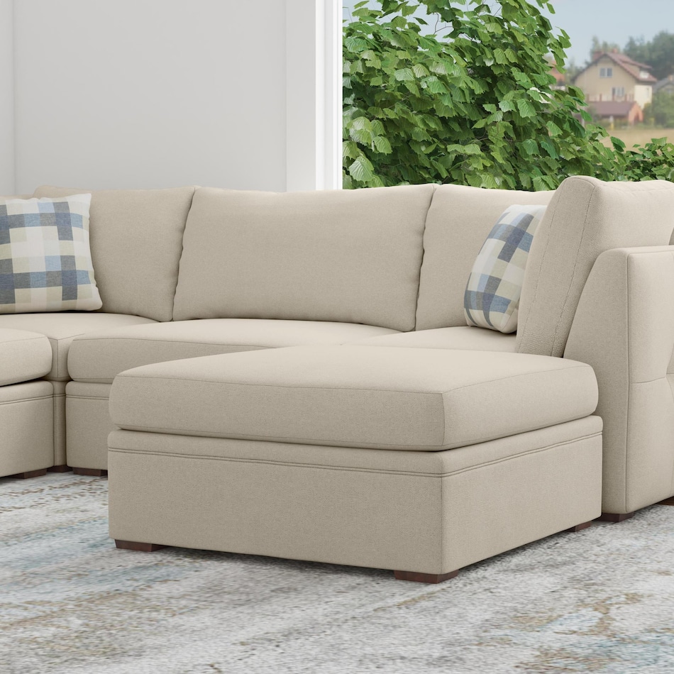 everly white cocktail ottoman   