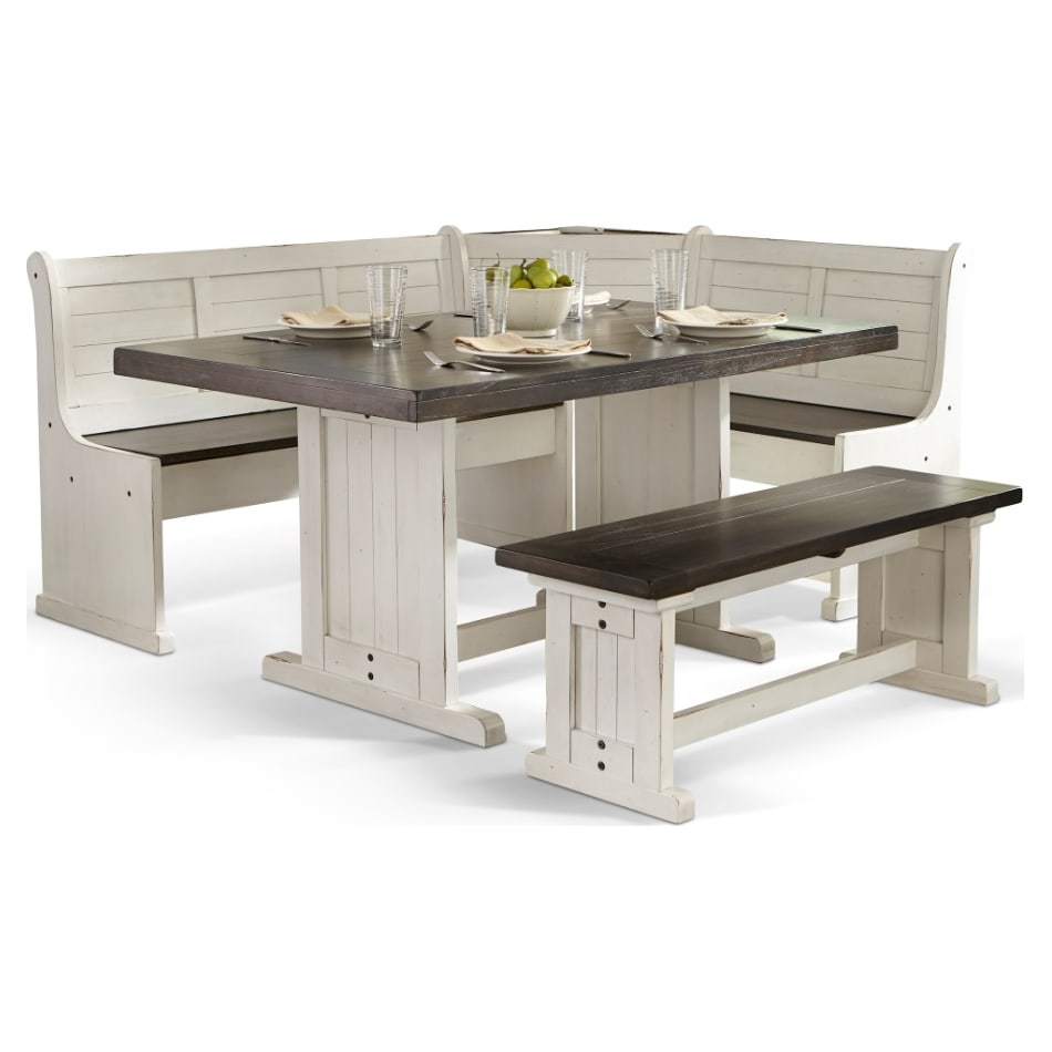 fairbanks european cottage off white dark brown bench   