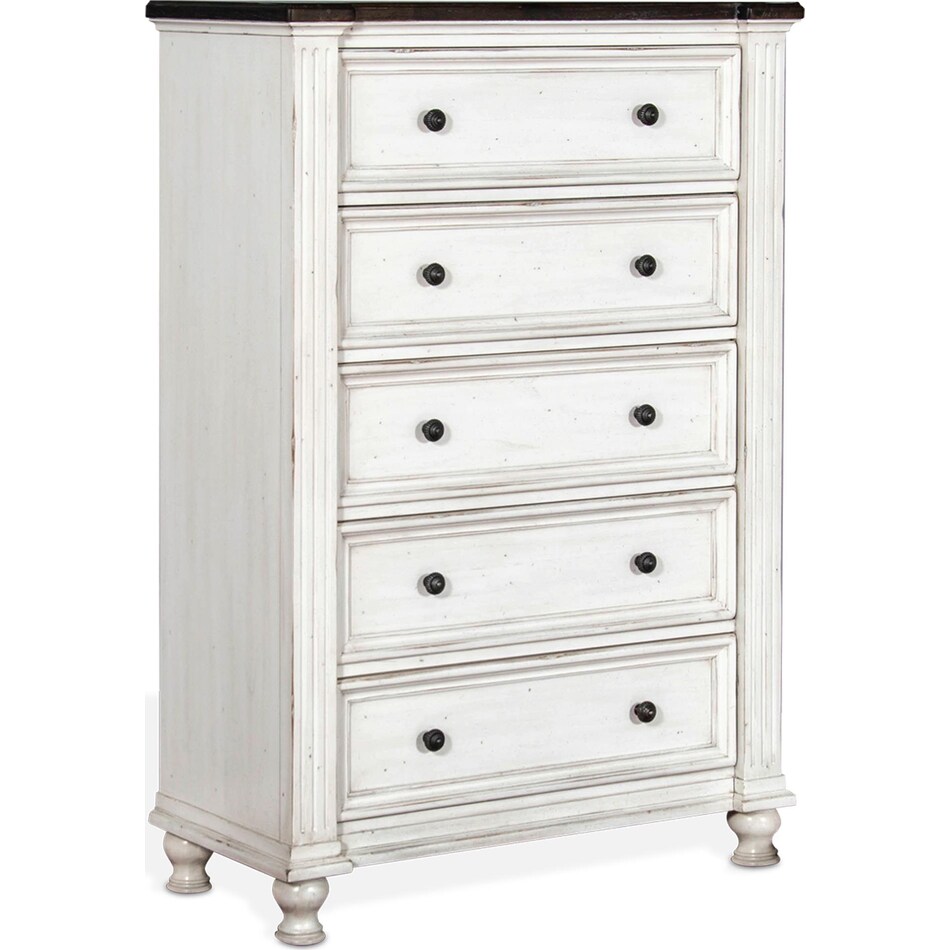 fairbanks european cottage off white dark brown chest   