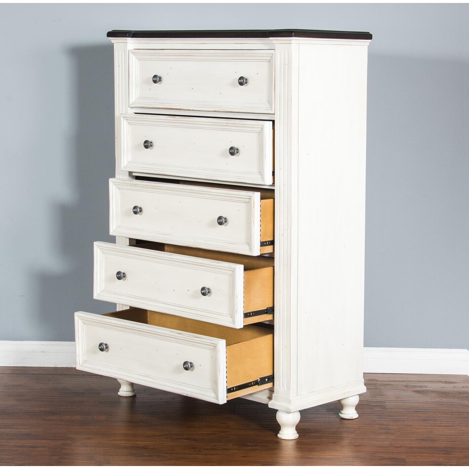 fairbanks european cottage off white dark brown chest   