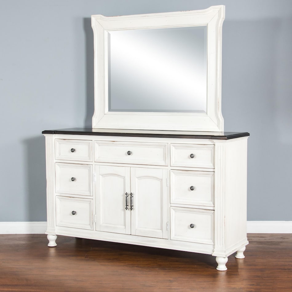 fairbanks european cottage off white dark brown dresser   
