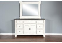 fairbanks european cottage off white dark brown dresser   