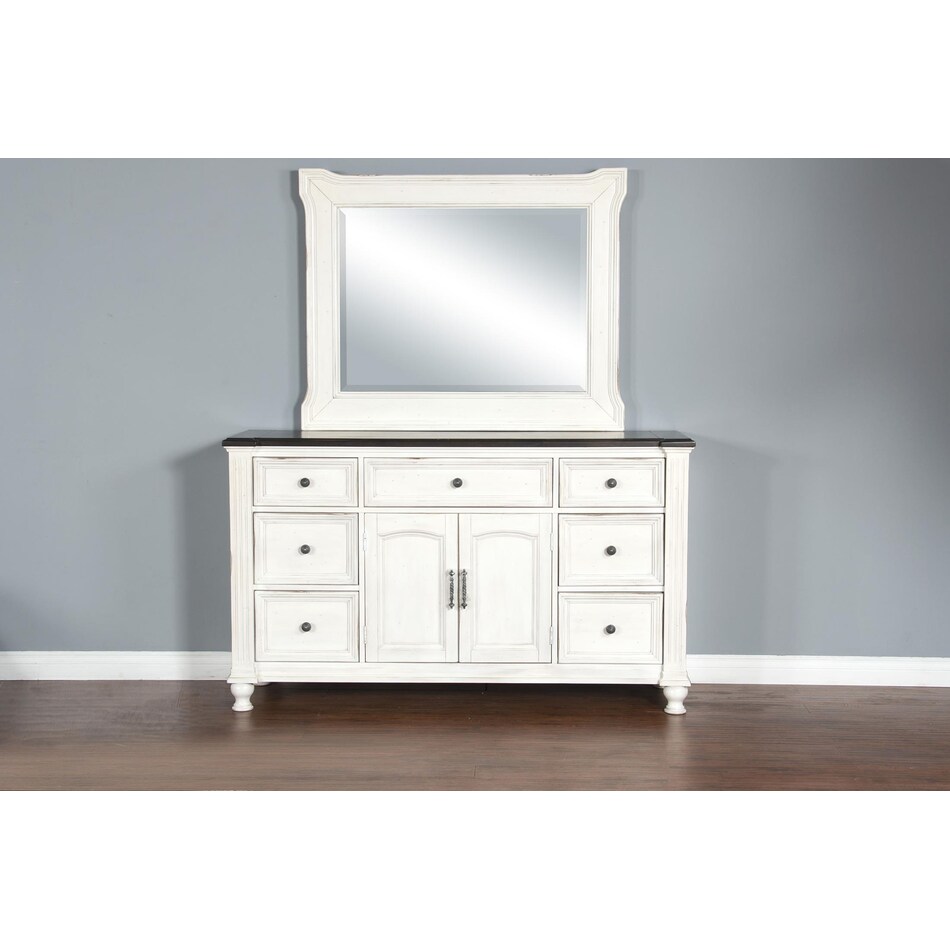 fairbanks european cottage off white dark brown dresser   