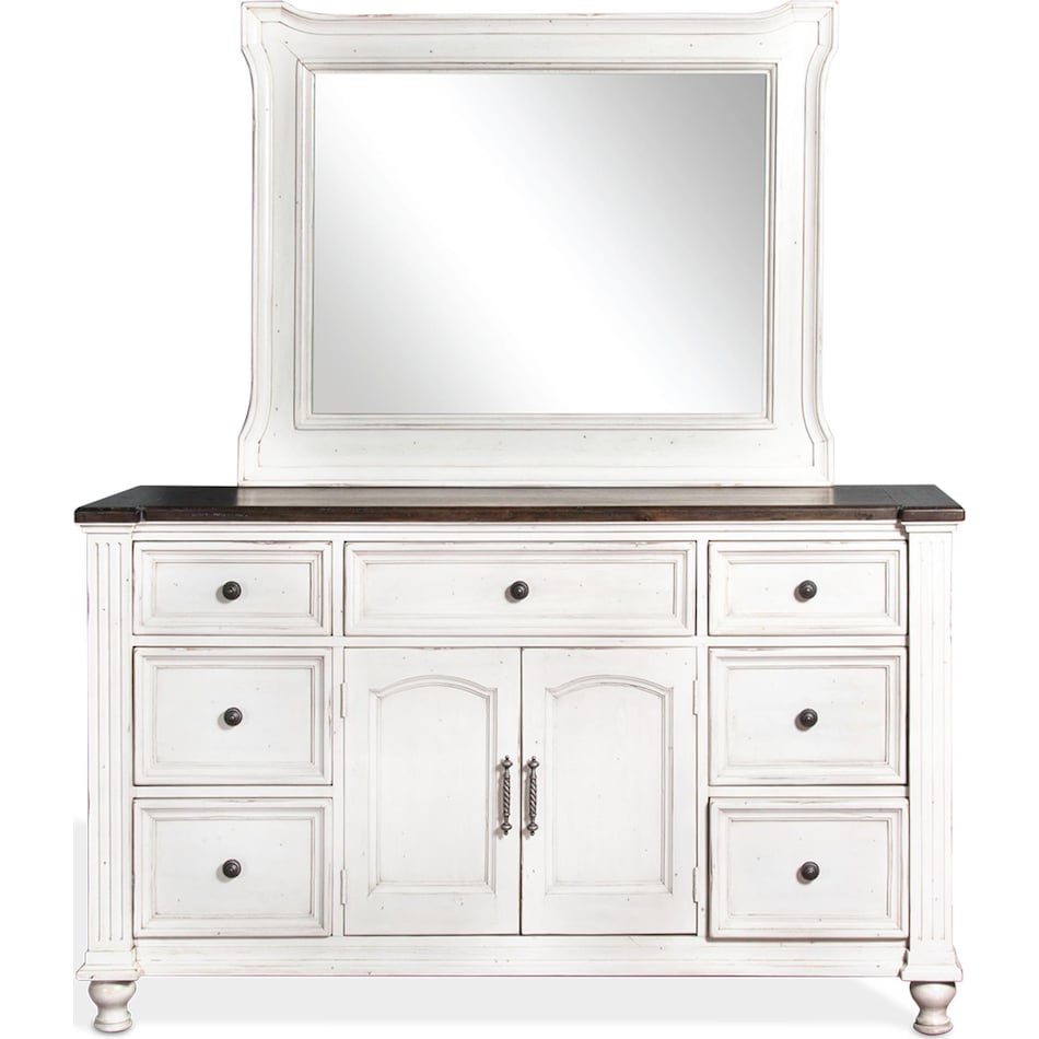 fairbanks european cottage off white dark brown dresser   