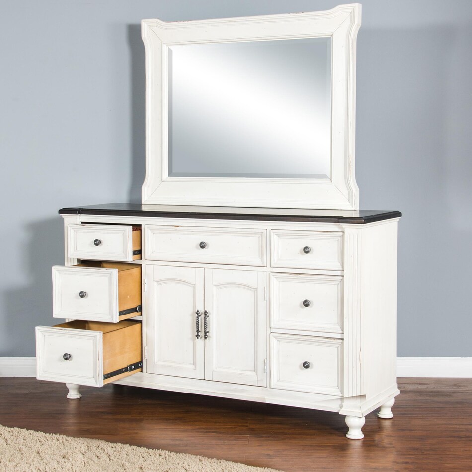fairbanks european cottage off white dark brown dresser   