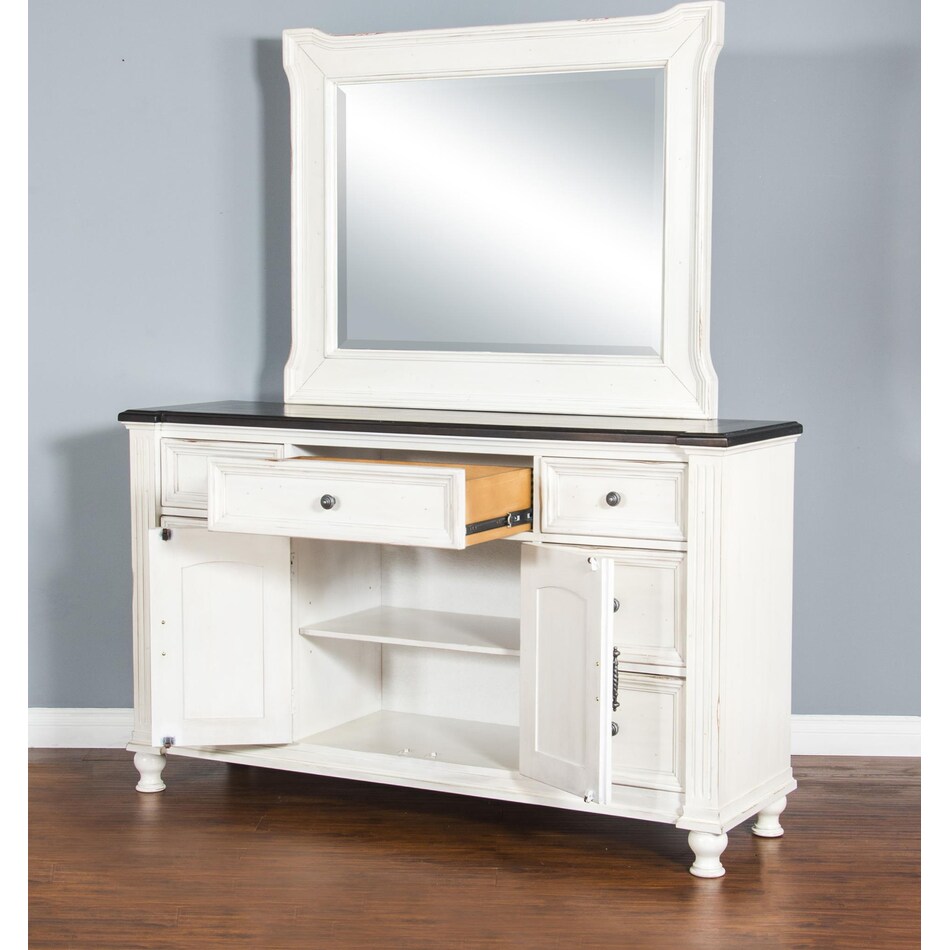 fairbanks european cottage off white dark brown dresser   