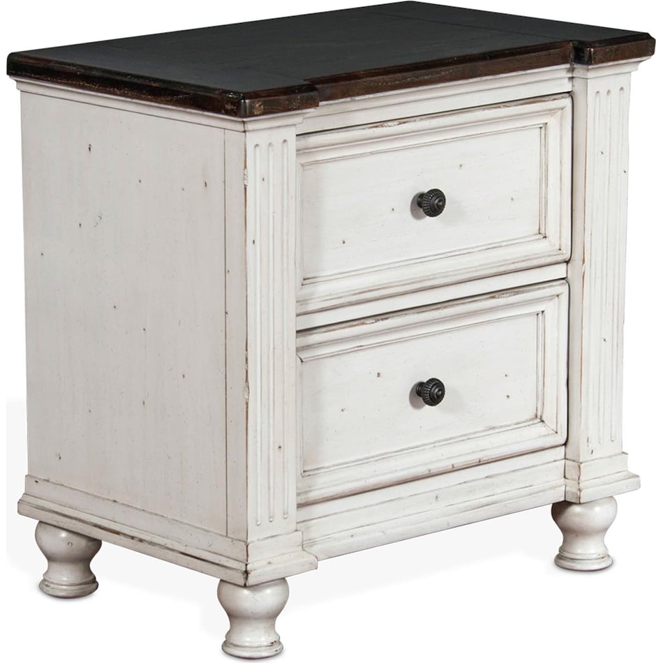 fairbanks european cottage off white dark brown nightstand   