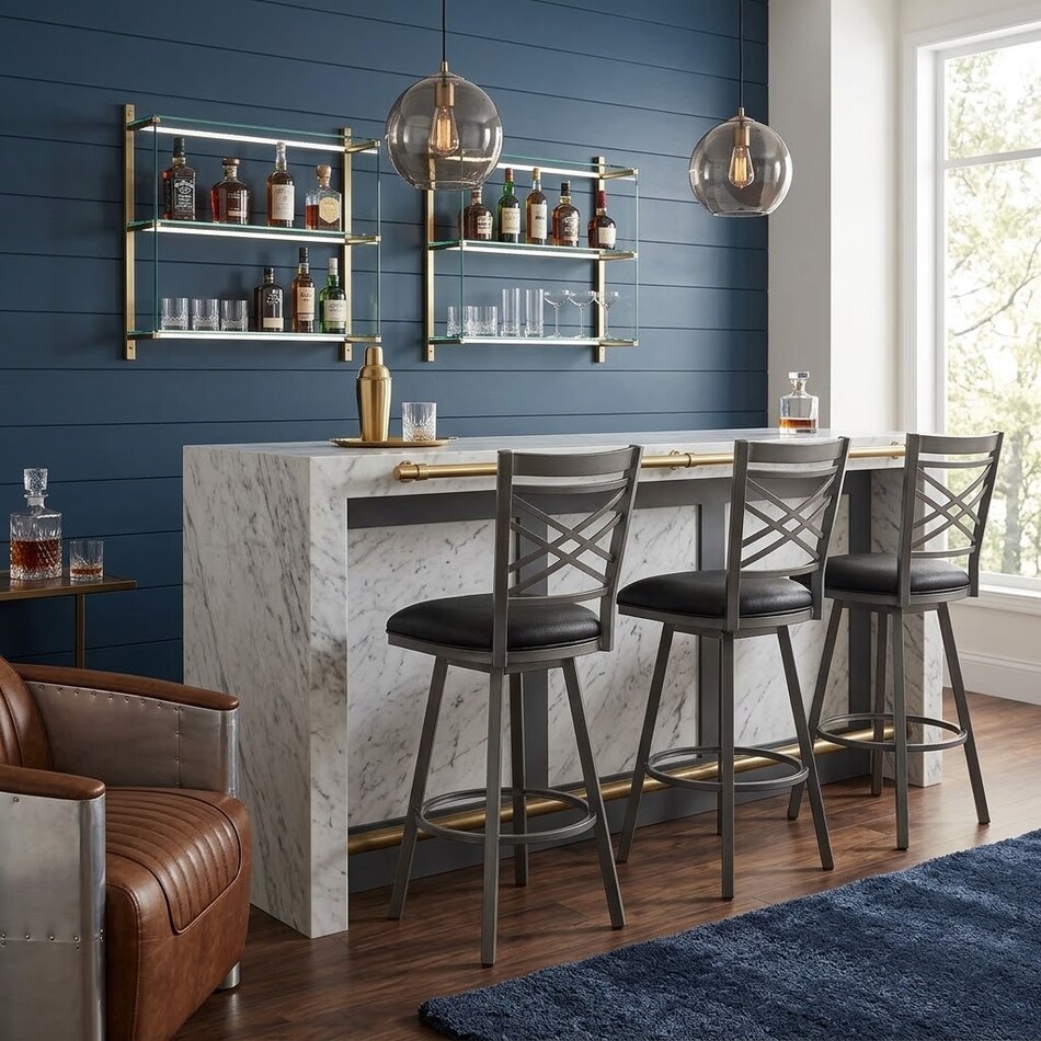 farolf black faux leather barstool   