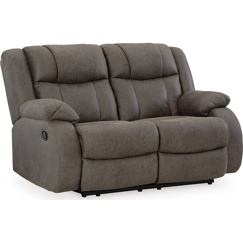 first base gunmetal reclining loveseat   