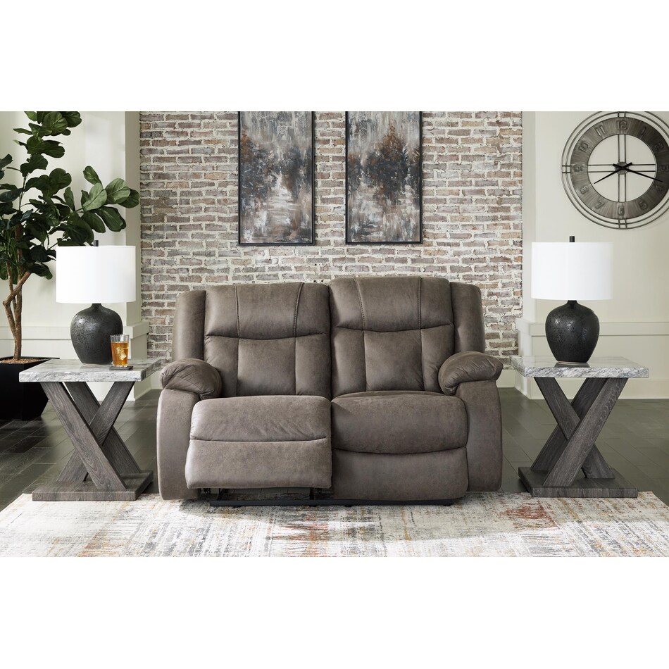 first base gunmetal reclining loveseat   