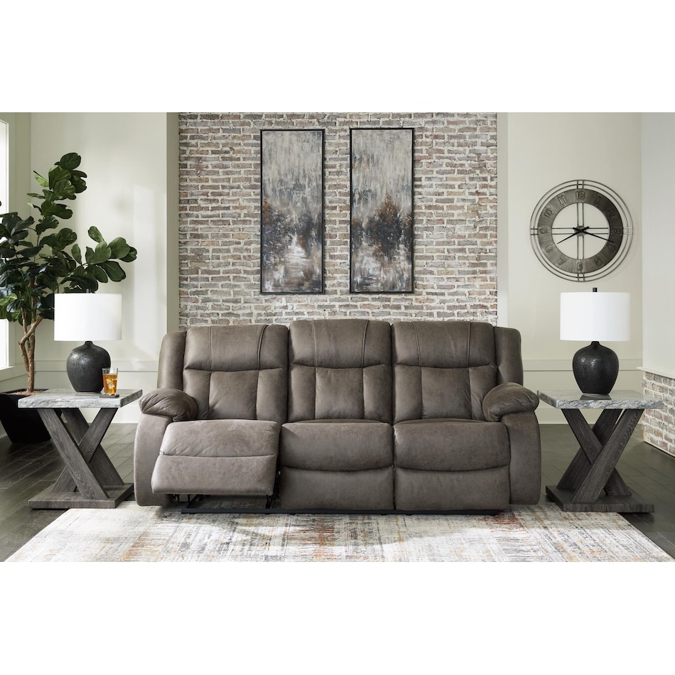 first base gunmetal reclining sofa   