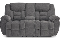 foreside charcoal reclining console loveseat   