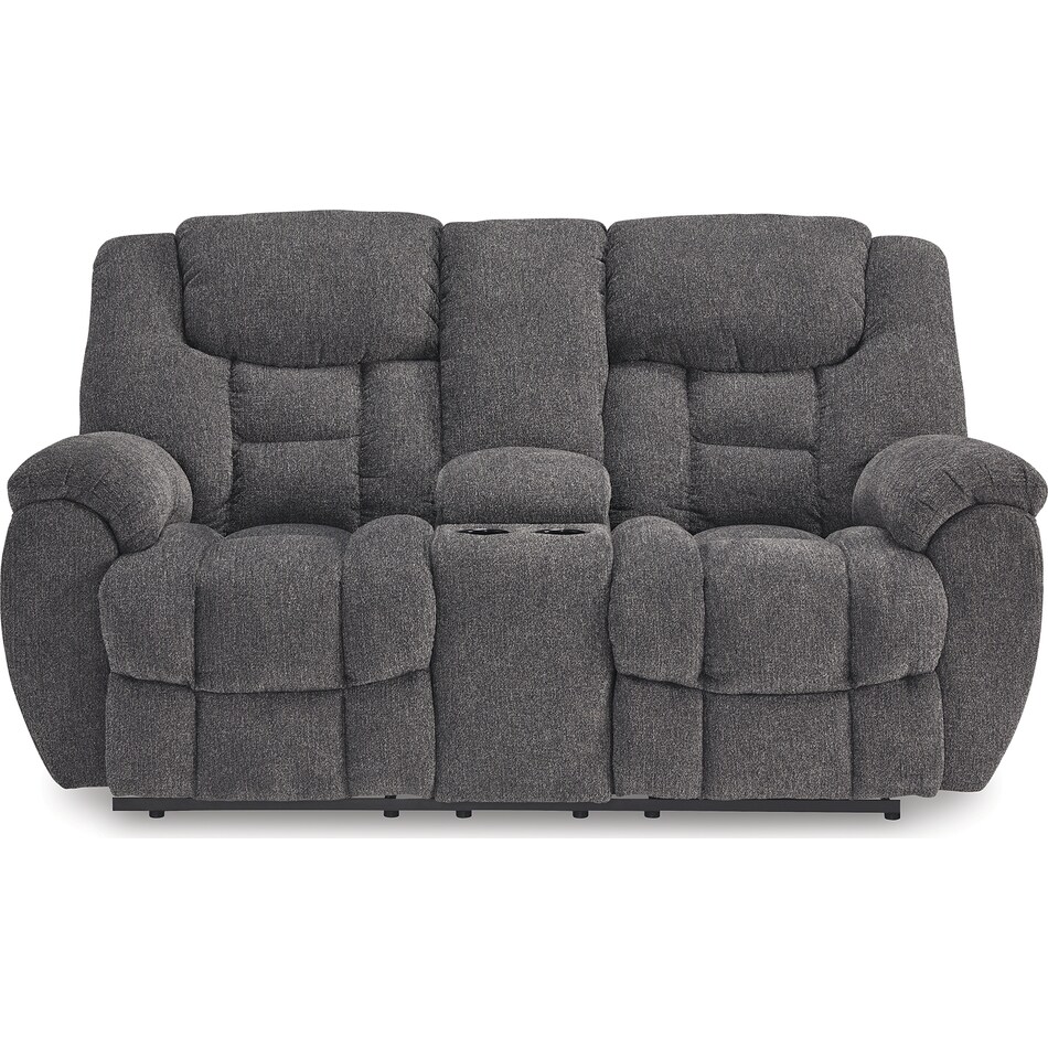 foreside charcoal reclining console loveseat   