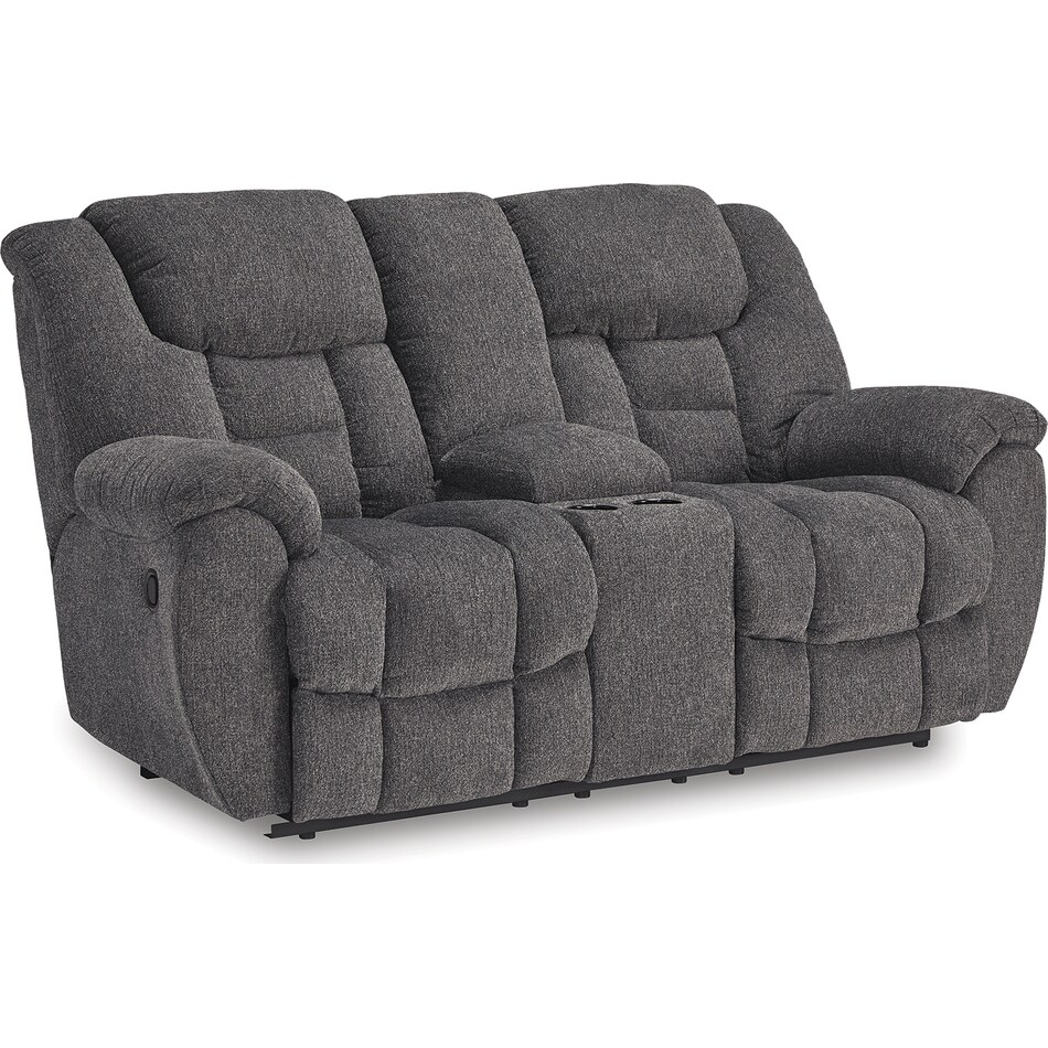 foreside charcoal reclining console loveseat   