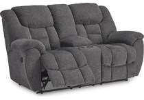 foreside charcoal reclining console loveseat   